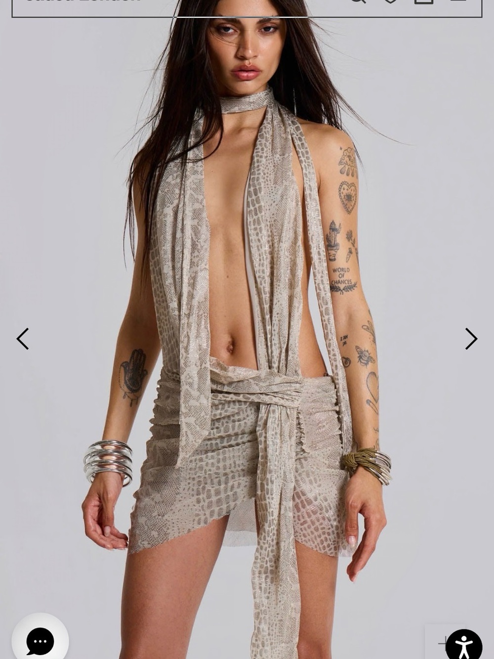Jaded London Spyro Snakeskin Plunge Mini Dress US 4